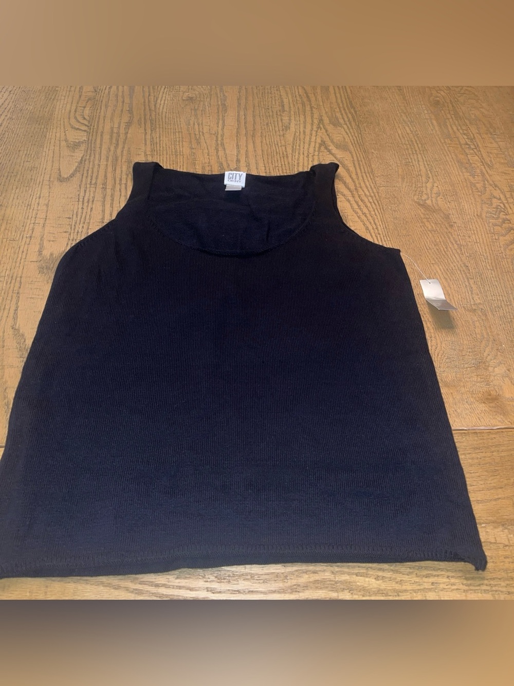 DKNY Donna Karan City Sleeveless Cotton Shirt Tank Top Black Large NWT